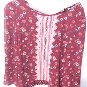 Fleece Work Top With Flower Print